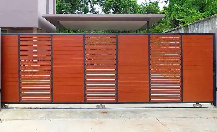 pagar rumah mewah warna orange